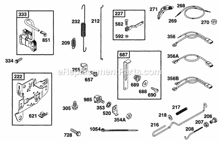Controls Elect Diagram and Parts List for 170452-6105-01  Briggs and Stratton Engine